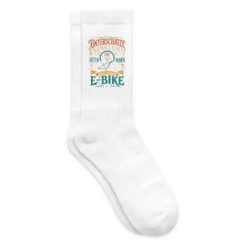 E-Bike Spruch alter Mann Geschenk - Tennissocken - Weiß - Rechts
