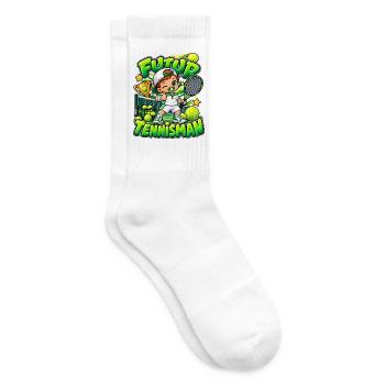 Zukünftiger Cartoon-Tennisspieler, Kindertennisspieler - Tennissocken - Weiß - Rechts