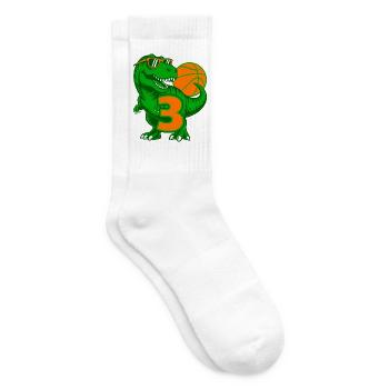 DINOSAURIER 3 JAHRE BASKETBALL 3. GEBURTSTAG - Tennissocken - Weiß - Rechts