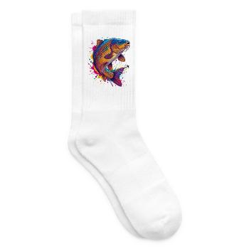 Bunte Karpfen-Kunstplatte Pfirsich - Tennissocken - Weiß - Rechts