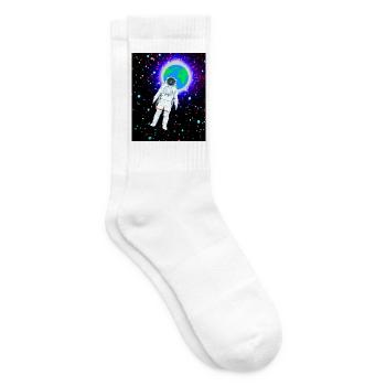 Astronaut im kosmischen Erdglanz - Tennissocken - Weiß - Rechts