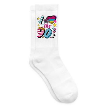 I Love the 90s Retro Nostalgie Party Spruch - Tennissocken - Weiß - Rechts