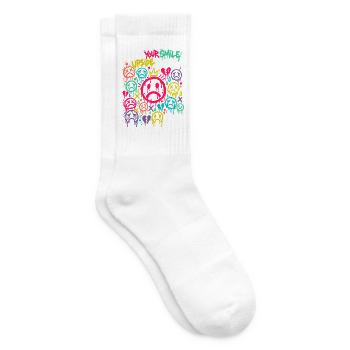 Frown – Traurige Gesichter im Graffiti-Stil BUNT - Tennissocken - Weiß - Rechts