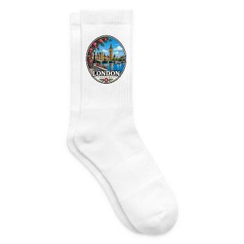London Sehenswürdigkeiten Themse Großbritannien - Tennissocken - Weiß - Rechts