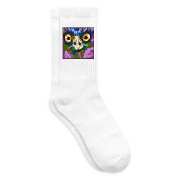 Buntes Tiergeist-Maske Kunstdruck - Tennissocken - Weiß - Rechts