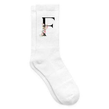 F Buchstabe Monogram Floral - Tennissocken - Weiß - Rechts