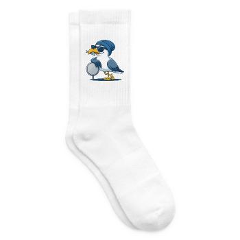 Coole Möwe mit Sonnenbrille und Fisch - Tennissocken - Weiß - Rechts