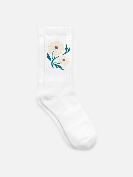Retro-Gänseblümchenblüten - Tennissocken - Weiß