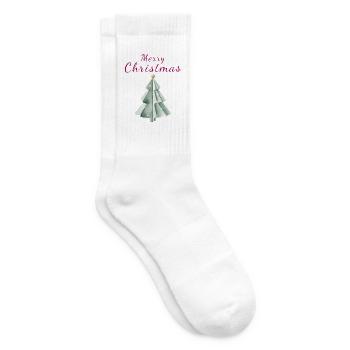 Minimalistischer Weihnachtsbaum Aquarell Tannenbau - Tennissocken - Weiß - Rechts