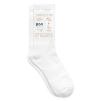 Dinge, die ich in Alaska tue: Im Winter Bärenlachs - Tennissocken - Weiß - Rechts