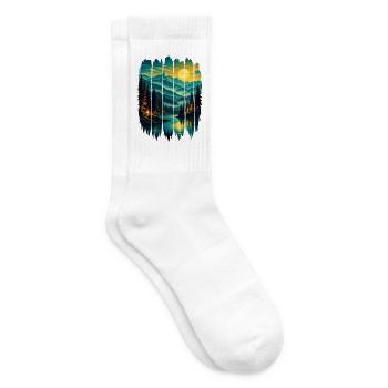 Sonnenbeschienene Kiefern am Mountain Lake - Tennissocken - Weiß - Rechts