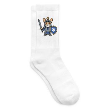 Süßer Corgi Paladin Hund Süßes RPG Gamer Fantasy Geschenk - Tennissocken - Weiß - Rechts