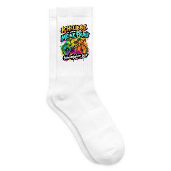 Ich liebe es, wenn meine Frau Fahrradfahren gravel - Tennissocken - Weiß - Rechts