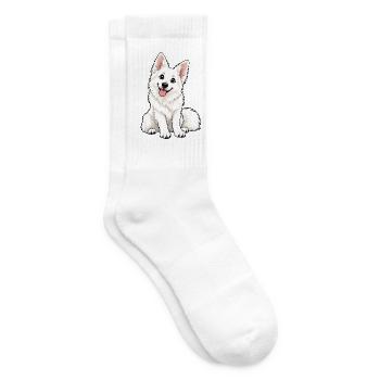 Berger Blanc Suisse Kawaii Style – Weißer Hund - Tennissocken - Weiß - Rechts