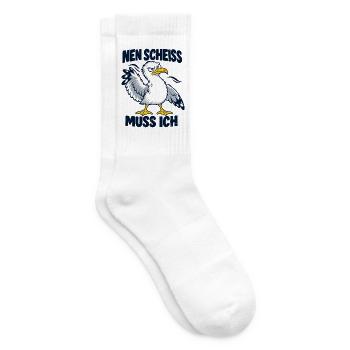 Nen Scheiß muss ich – Freche Möwe - Tennissocken - Weiß - Rechts