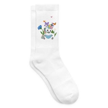 Veilchen · Garten · Bücher Einhorn · Schmetterling - Tennissocken - Weiß - Rechts