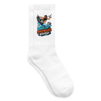 Wake Up Wakeboard Repeat Motiv - Tennissocken - Weiß - Rechts