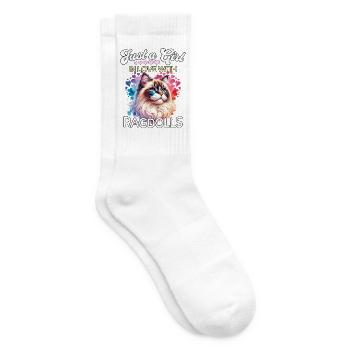 Ragdoll Katze Mädchen - Tennissocken - Weiß - Rechts