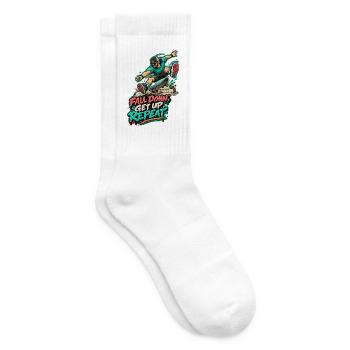 Fall Down? Get Up, Repeat – Skate - Tennissocken - Weiß - Rechts