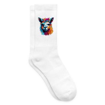 Bunter Llama Popart Muster - Tennissocken - Weiß - Rechts