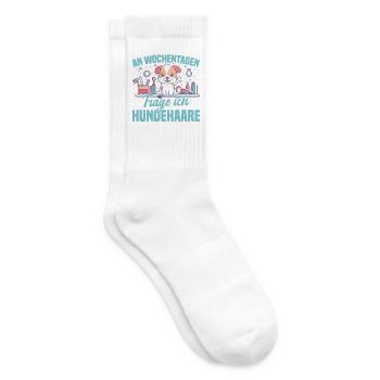 An Wochentagen trage ich Hundehaare - Tennissocken - Weiß - Rechts