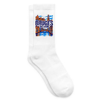Bruges Belgium Historic Canal Cityscape Aug - Tennissocken - Weiß - Rechts