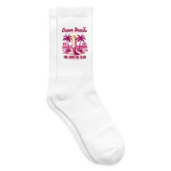 Ocean Beach Surfen Sommer Strand Retro Vintage - Tennissocken - Weiß - Rechts