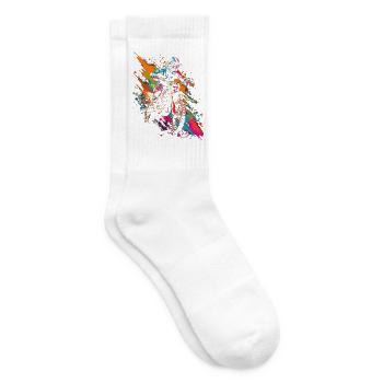 Dirt Bike farbiges Motocross Motorrad Jungen - Tennissocken - Weiß - Rechts