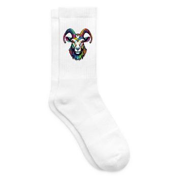 Ziege Ramskopf Kunstmotiv - Tennissocken - Weiß - Rechts