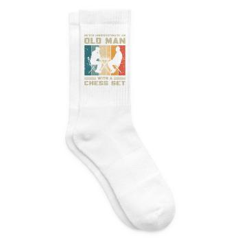 Unterschätze Niemals Alten Mann Mit Schachbrett - Tennissocken - Weiß - Rechts