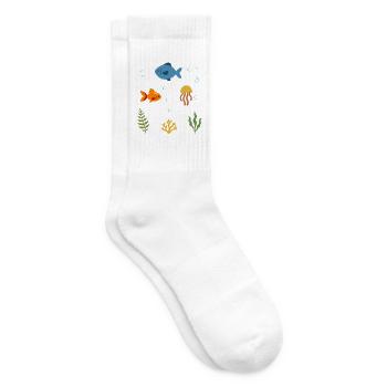 Fisch Unterwasser Kinder Qualle Meerestiere - Tennissocken - Weiß - Rechts