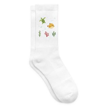 Meeresschildkröte Unterwasser Kinder Kugelfisch - Tennissocken - Weiß - Rechts
