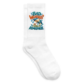 Regenliebhaber-Humor – Schlechtes Wetter ist Atmosphäre - Tennissocken - Weiß - Rechts