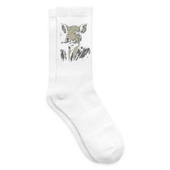 Elegantes Schwein im Anzug raucht Zigarre - Tennissocken - Weiß - Rechts