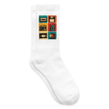 90er Jahre, 80er Jahre Party, Kassette, Nostalgie - Tennissocken - Weiß - Rechts