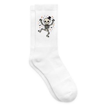 Niedliches Kawaii-Skelett-Tanzende Magiehut-Spook-Geschenk - Tennissocken - Weiß - Rechts