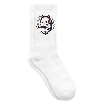 Niedliches Kawaii-Gamer-Geister-Videospiel-Ästhetik-Geschenk - Tennissocken - Weiß - Rechts