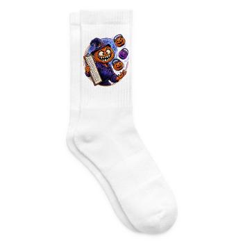 Kürbiszauberer mit Clipboard - Tennissocken - Weiß - Rechts