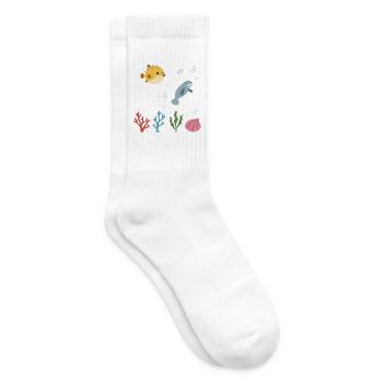 Kugelfisch Unterwasser Kinder Seekuh Fischmotiv - Tennissocken - Weiß - Rechts