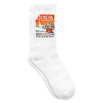 Vintage Geneva Switzerland Lakeside Jewel Travel - Tennissocken - Weiß - Rechts