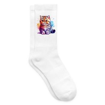 Exotische Kurzhaarkatze Geschenk - Tennissocken - Weiß - Rechts
