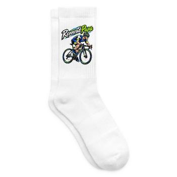 Rennrad Papa – Neon Sprint Illustration - Tennissocken - Weiß - Rechts