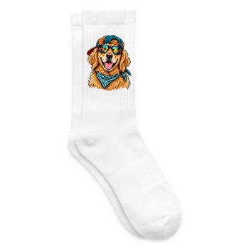 Cooler Golden Retriever – Sommerstrand-Vibes - Tennissocken - Weiß - Rechts