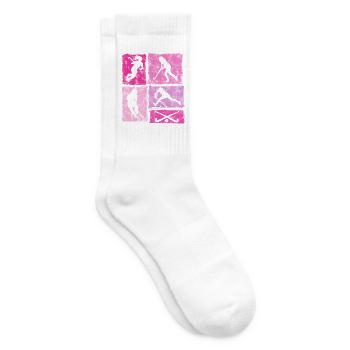 Retro Feldhockey Spielerinnen Hockey Damen Mädchen - Tennissocken - Weiß - Rechts