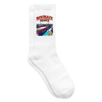 Vintage Roubaix France Industrial City Skyline - Tennissocken - Weiß - Rechts