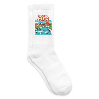 Vintage Style Tours France River Skyline - Tennissocken - Weiß - Rechts