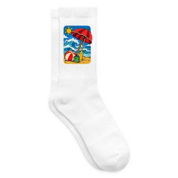 Retro Sunny Beach Day Illustration - Tennissocken - Weiß - Rechts