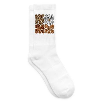 Boho Safari Blumen Leopard Zebra Giraffe Tiger - Tennissocken - Weiß - Rechts