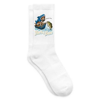 Bark & Bass Hund im Hai-Kostüm beim Angeln - Tennissocken - Weiß - Rechts