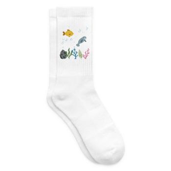 Fisch Unterwasser Kinder Seekuh Meeresleben - Tennissocken - Weiß - Rechts